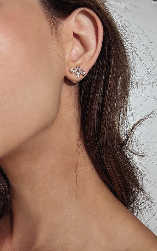 Queen Bee Crystal Encrusted Pearl Push-Back Stud Earrings