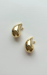 18K Gold Plated Waterdrop Large Chunky Trendy Stud Earrings