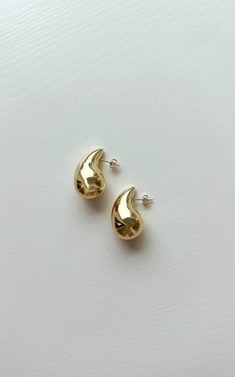 18K Gold Plated Waterdrop Large Chunky Trendy Stud Earrings