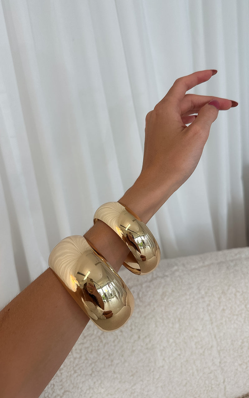 Gold Chunky Bangle Bracelet Set