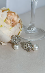 My Wedding Day Pearl Drop Diamond Encrusted Stud Earrings