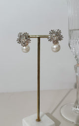 My Wedding Day Pearl Drop Diamond Encrusted Stud Earrings