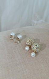 Queen Bee Crystal Encrusted Pearl Push-Back Stud Earrings