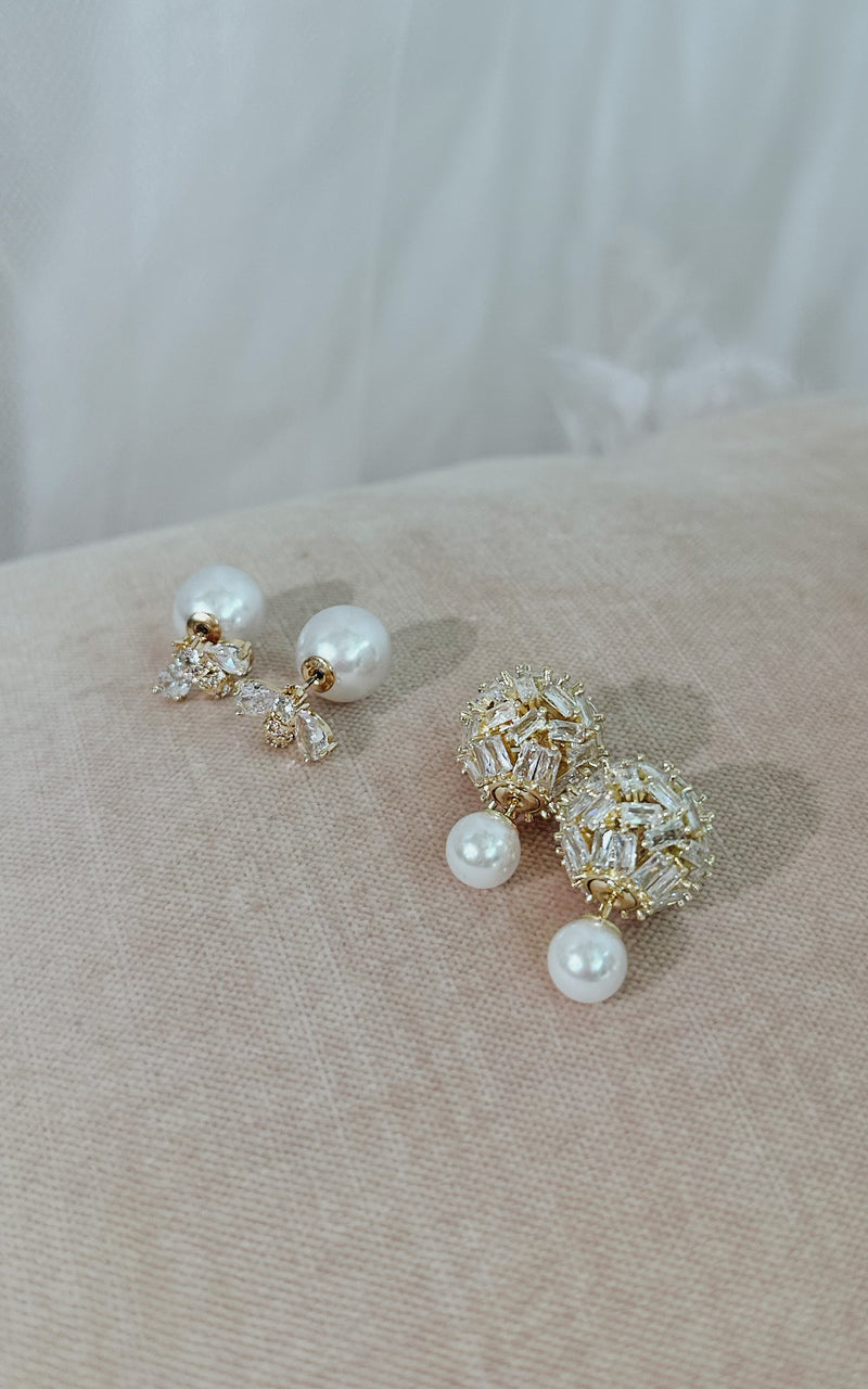 Queen Bee Crystal Encrusted Pearl Push-Back Stud Earrings