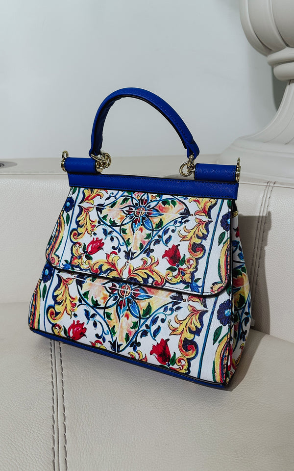 Take me to Capri Majolica Print Tiles Designer Inspired Handbag & Sunglasses case