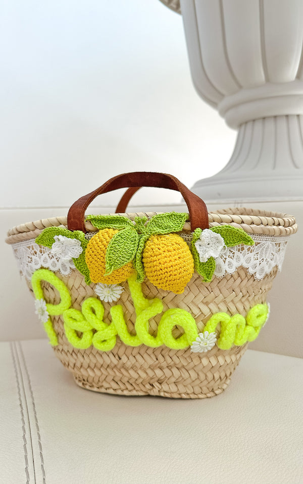 Positano Lemon Straw Design Hand Bag