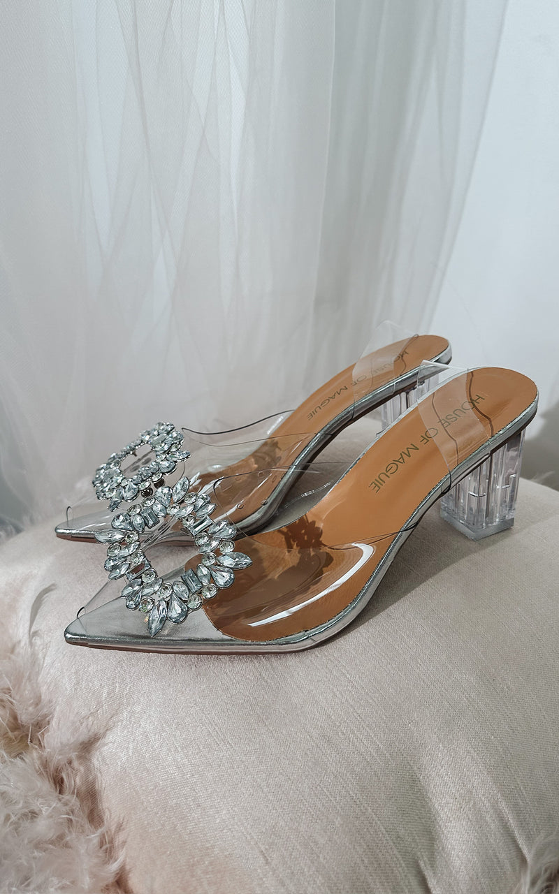 Cinderella's Dream Rectangular Crystal Encrusted Perspex Block Heels