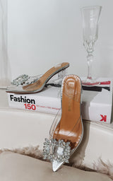 Cinderella's Dream Rectangular Crystal Encrusted Perspex Block Heels