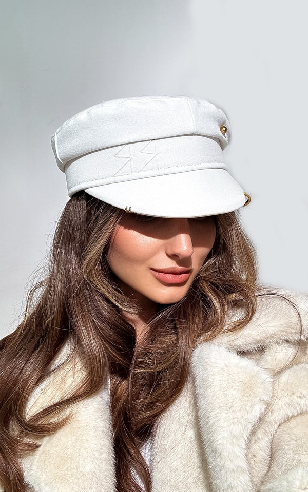 Chauffeur White Gold Detail Hat